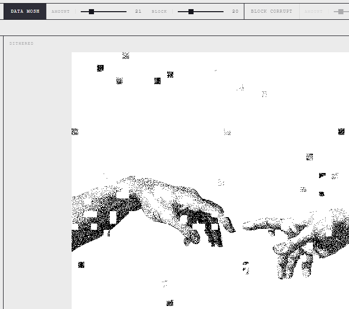 Resultado dithered — modo de dados